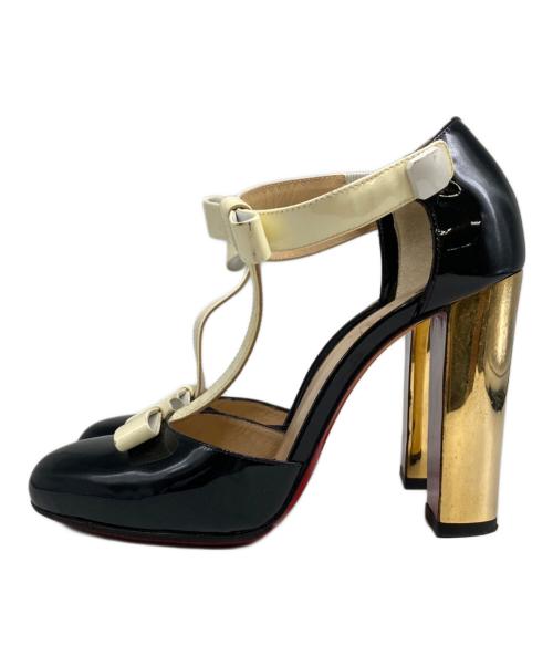 Christian Louboutin（クリスチャン・ルブタン）Christian Louboutin (クリスチャン・ルブタン) サンダル ブラック×ゴールド サイズ:SIZE 36（約23㎝相当）の古着・服飾アイテム