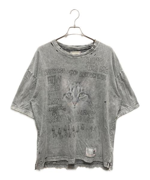 Maison MIHARA YASUHIRO（メゾン ミハラ ヤスヒロ）Maison MIHARA YASUHIRO (メゾン ミハラ ヤスヒロ) 半袖カットソー　24AW Distressed Cat Print T-shirt グレー サイズ:SIZE 48の古着・服飾アイテム