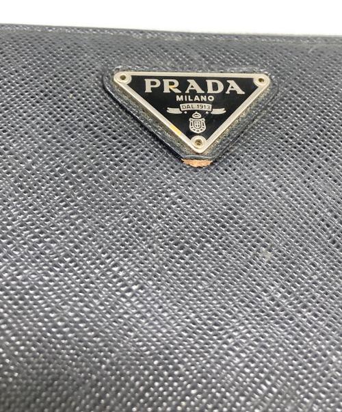PRADA（プラダ）PRADA (プラダ) ラウンドファスナー長財布 ネイビーの古着・服飾アイテム