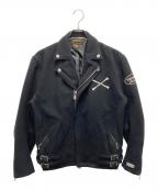VANSONバンソン）の古着「ダブルウールライダースジャケット」｜ブラック