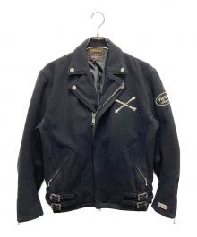 VANSON（バンソン）の古着「ダブルウールライダースジャケット」｜ブラック