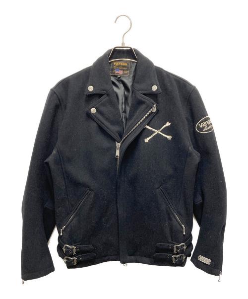 VANSON（バンソン）VANSON (バンソン) ダブルウールライダースジャケット ブラック サイズ:SIZE XLの古着・服飾アイテム