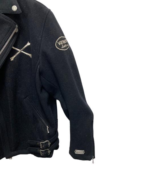 VANSON（バンソン）VANSON (バンソン) ダブルウールライダースジャケット ブラック サイズ:SIZE XLの古着・服飾アイテム