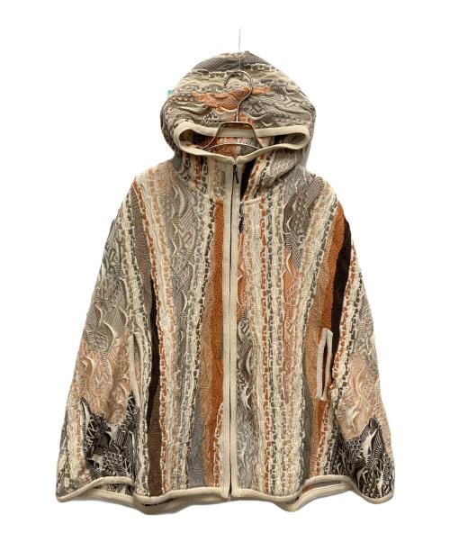 Coogi（クージー）Coogi (クージー) フーディー付ジップアップニット ベージュ サイズ:SIZE Sの古着・服飾アイテム