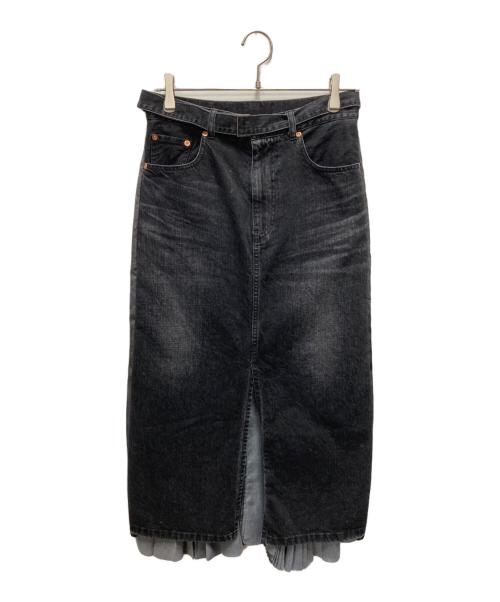 sacai（サカイ）sacai (サカイ) デニムスカート ブラック サイズ:SIZE 2（約M～L相当）の古着・服飾アイテム