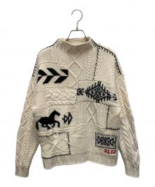 POLO RALPH LAUREN（ポロ・ラルフローレン）の古着「50周年パッチワークモックネックセーター」｜ベージュ