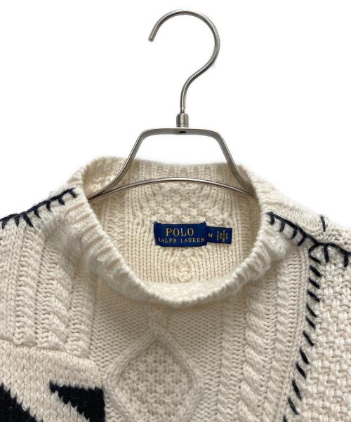 POLO RALPH LAUREN（ポロ・ラルフローレン）POLO RALPH LAUREN (ポロ・ラルフローレン) 50周年パッチワークモックネックセーター ベージュ サイズ:SIZE Mの古着・服飾アイテム