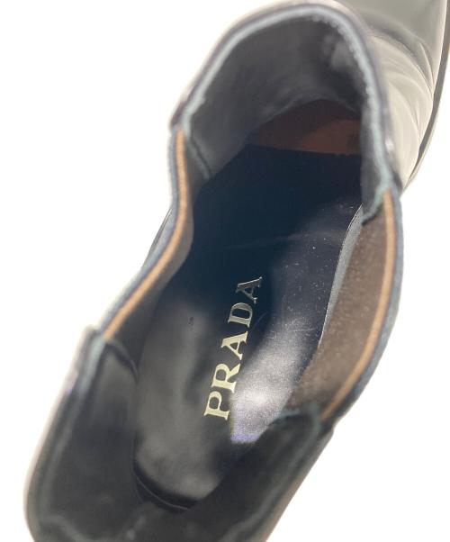 PRADA（プラダ）PRADA (プラダ) スクエアトゥサイドゴアブーツ ブラック サイズ:5 1/2（約24.5cm〜25.5cm相当）の古着・服飾アイテム