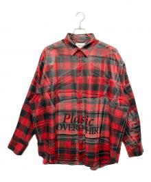 doublet×WISM（ダブレット×ウィズム）の古着「コーティングオーバーサイズチェックシャツ」｜レッド