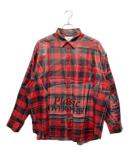 doublet（ダブレット）doublet (ダブレット) WISM (ウィズム) コーティングオーバーサイズチェックシャツ レッド サイズ:SIZE Lの古着・服飾アイテム