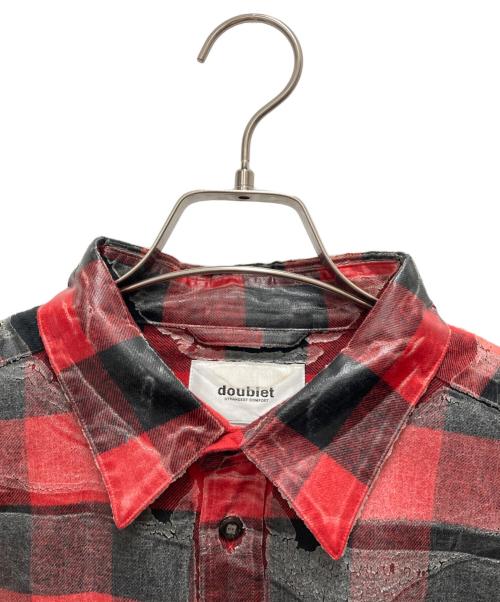 doublet（ダブレット）doublet (ダブレット) WISM (ウィズム) コーティングオーバーサイズチェックシャツ レッド サイズ:SIZE Lの古着・服飾アイテム