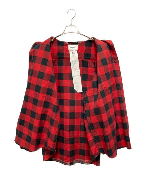 doublet（ダブレット）doublet (ダブレット) WISM (ウィズム) コーティングオーバーサイズチェックシャツ レッド サイズ:SIZE Lの古着・服飾アイテム