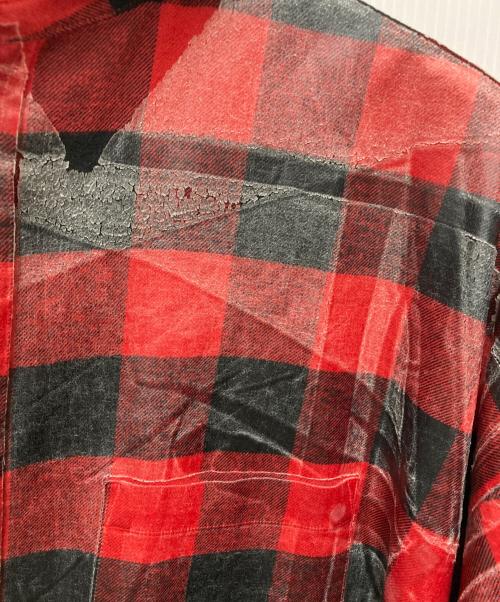 doublet（ダブレット）doublet (ダブレット) WISM (ウィズム) コーティングオーバーサイズチェックシャツ レッド サイズ:SIZE Lの古着・服飾アイテム