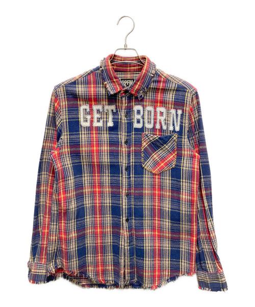PPFM（ピーピーエフエム）PPFM (ピーピーエフエム) 長袖チェックシャツ レッド×ネイビー サイズ:SIZE Lの古着・服飾アイテム