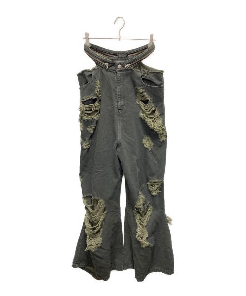 ALTNA（オルトナ）ALTNA (オルトナ) BORO CUT-OUT BUGGY DENIM ブラック サイズ:SIZE 3の古着・服飾アイテム