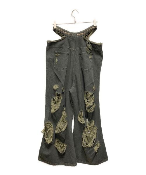 ALTNA（オルトナ）ALTNA (オルトナ) BORO CUT-OUT BUGGY DENIM ブラック サイズ:SIZE 3の古着・服飾アイテム
