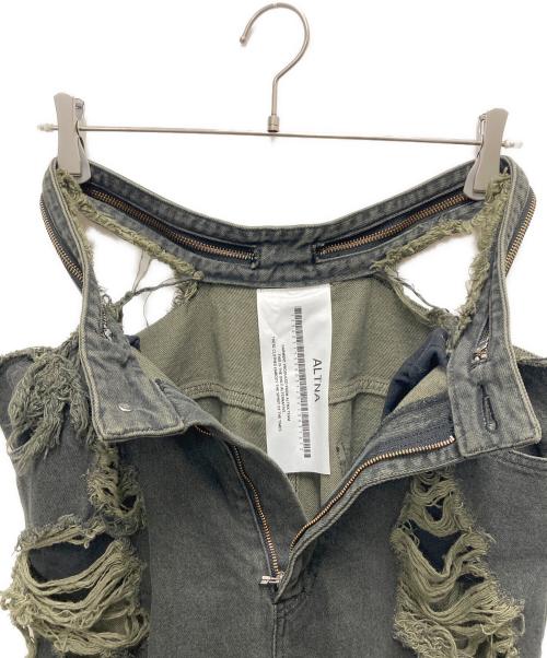ALTNA（オルトナ）ALTNA (オルトナ) BORO CUT-OUT BUGGY DENIM ブラック サイズ:SIZE 3の古着・服飾アイテム