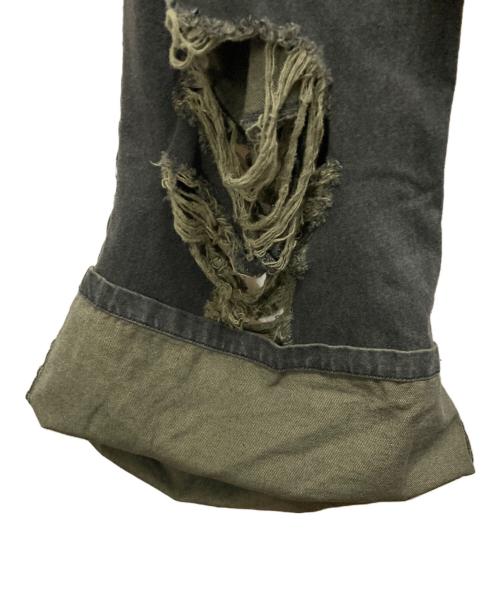 ALTNA（オルトナ）ALTNA (オルトナ) BORO CUT-OUT BUGGY DENIM ブラック サイズ:SIZE 3の古着・服飾アイテム