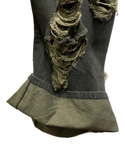 ALTNA（オルトナ）ALTNA (オルトナ) BORO CUT-OUT BUGGY DENIM ブラック サイズ:SIZE 3の古着・服飾アイテム