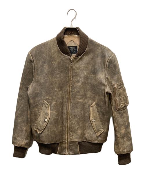 HOUSTON（ヒューストン）HOUSTON (ヒューストン) MA-1レザージャケット ブラウン サイズ:SIZE 38（約Mサイズ相当）の古着・服飾アイテム