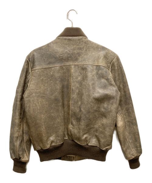 HOUSTON（ヒューストン）HOUSTON (ヒューストン) MA-1レザージャケット ブラウン サイズ:SIZE 38（約Mサイズ相当）の古着・服飾アイテム
