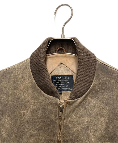 HOUSTON（ヒューストン）HOUSTON (ヒューストン) MA-1レザージャケット ブラウン サイズ:SIZE 38（約Mサイズ相当）の古着・服飾アイテム