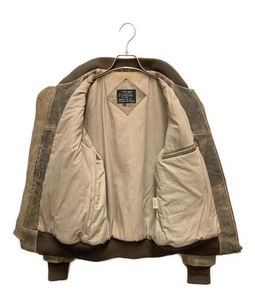 HOUSTON（ヒューストン）HOUSTON (ヒューストン) MA-1レザージャケット ブラウン サイズ:SIZE 38（約Mサイズ相当）の古着・服飾アイテム