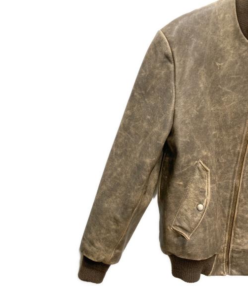 HOUSTON（ヒューストン）HOUSTON (ヒューストン) MA-1レザージャケット ブラウン サイズ:SIZE 38（約Mサイズ相当）の古着・服飾アイテム