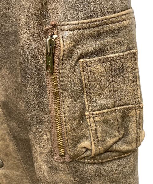 HOUSTON（ヒューストン）HOUSTON (ヒューストン) MA-1レザージャケット ブラウン サイズ:SIZE 38（約Mサイズ相当）の古着・服飾アイテム