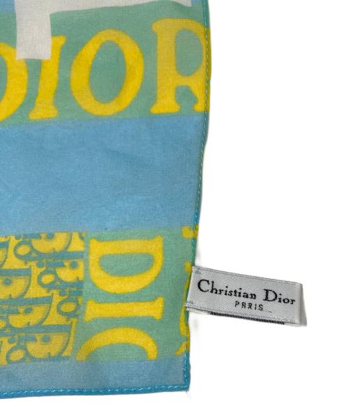 Christian Dior（クリスチャン ディオール）Christian Dior (クリスチャン ディオール) シルクスカーフ ブルー×イエローの古着・服飾アイテム