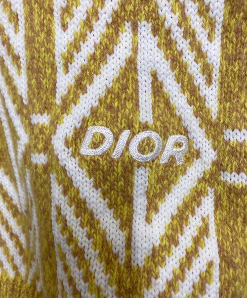 Dior（ディオール）Dior (ディオール) 厚手ニット ホワイト×イエロー サイズ:SIZE XLの古着・服飾アイテム
