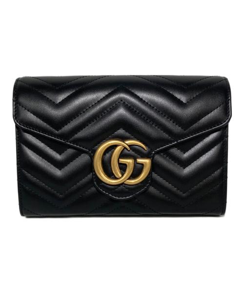 GUCCI（グッチ）GUCCI (グッチ) チェーンショルダーバッグ　GGマーモント ブラックの古着・服飾アイテム