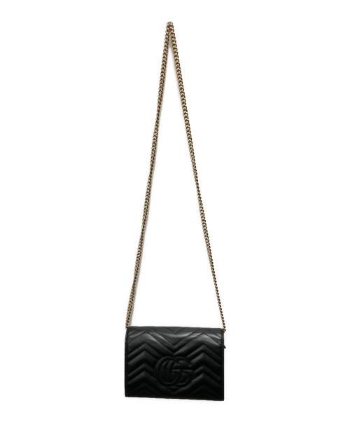 GUCCI（グッチ）GUCCI (グッチ) チェーンショルダーバッグ　GGマーモント ブラックの古着・服飾アイテム