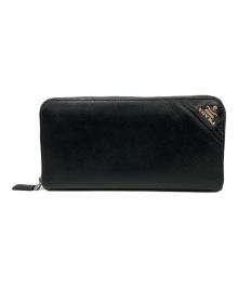 PRADA（プラダ）の古着「ラウンドファスナー長財布」｜ブラック