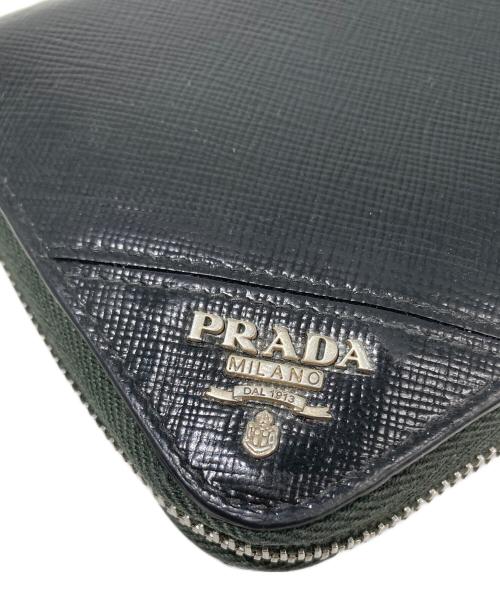 PRADA（プラダ）PRADA (プラダ) ラウンドファスナー長財布 ブラックの古着・服飾アイテム
