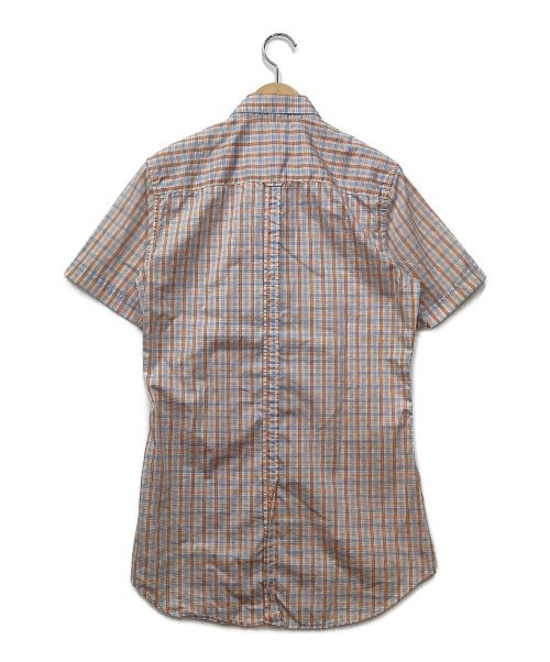 GUCCI（グッチ）GUCCI (グッチ) 半袖チェックシャツ ブルー×オレンジ サイズ:サイズ表記なしの為、およそのサイズ表記です。の古着・服飾アイテム