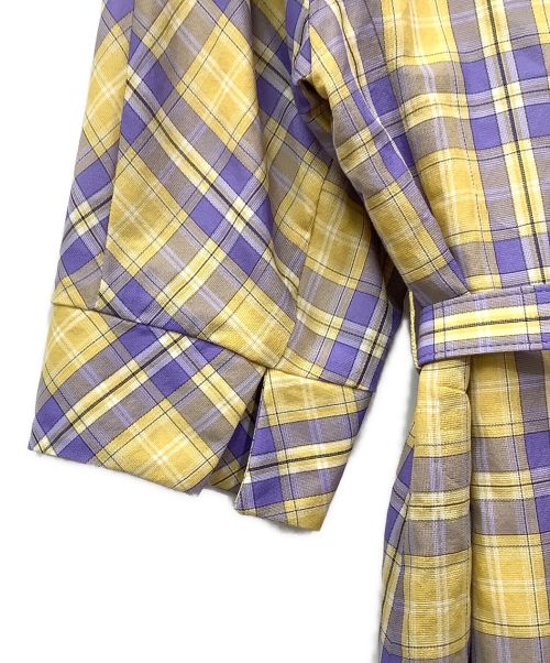 Place Departure（プレイスディパーチャ）Place Departure (プレイスディパーチャ) チェックワンピース イエロー×パープル サイズ:不明の古着・服飾アイテム