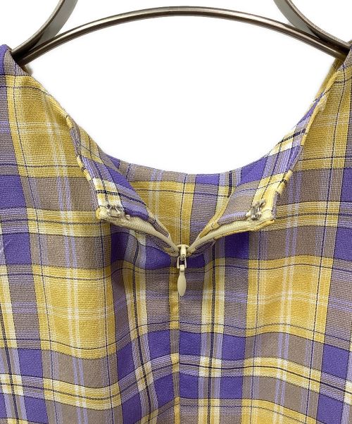 Place Departure（プレイスディパーチャ）Place Departure (プレイスディパーチャ) チェックワンピース イエロー×パープル サイズ:不明の古着・服飾アイテム