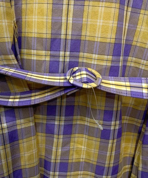 Place Departure（プレイスディパーチャ）Place Departure (プレイスディパーチャ) チェックワンピース イエロー×パープル サイズ:不明の古着・服飾アイテム