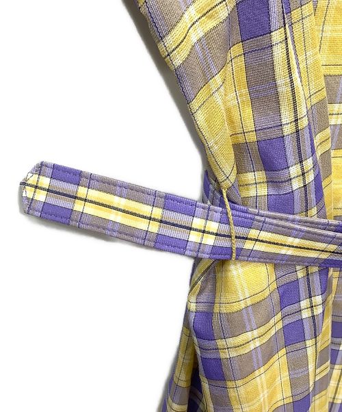 Place Departure（プレイスディパーチャ）Place Departure (プレイスディパーチャ) チェックワンピース イエロー×パープル サイズ:不明の古着・服飾アイテム