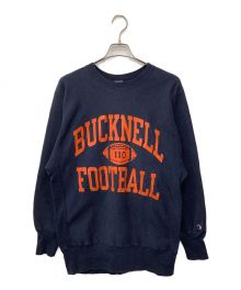 Champion（チャンピオン）の古着「プリントスウェット」｜ネイビー×オレンジ