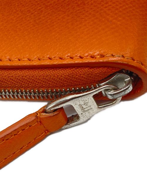 dunhill（ダンヒル）dunhill (ダンヒル) ラウンドファスナー2つ折り財布 オレンジの古着・服飾アイテム