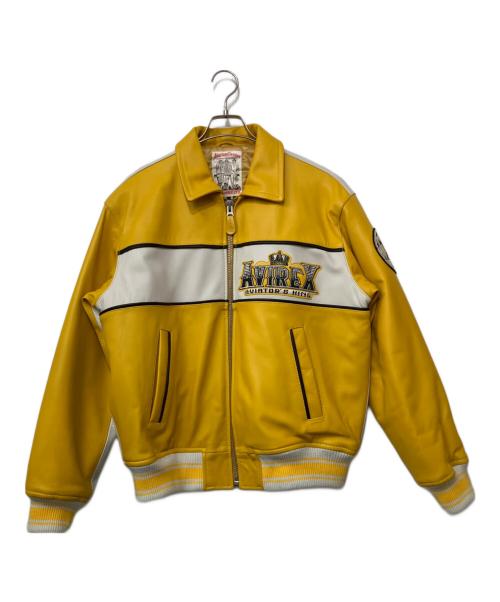 AMERICAN CLASSICS BY AVIREX LTD（アヴィレックス）AMERICAN CLASSICS BY AVIREX LTD (アヴィレックス) ヴァーシティ ジャケット アヴィエーターズ イエロー×ホワイト サイズ:Mの古着・服飾アイテム
