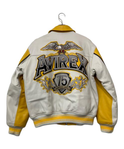 AMERICAN CLASSICS BY AVIREX LTD（アヴィレックス）AMERICAN CLASSICS BY AVIREX LTD (アヴィレックス) ヴァーシティ ジャケット アヴィエーターズ イエロー×ホワイト サイズ:Mの古着・服飾アイテム
