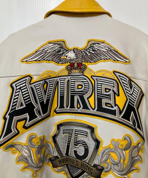 AMERICAN CLASSICS BY AVIREX LTD（アヴィレックス）AMERICAN CLASSICS BY AVIREX LTD (アヴィレックス) ヴァーシティ ジャケット アヴィエーターズ イエロー×ホワイト サイズ:Mの古着・服飾アイテム