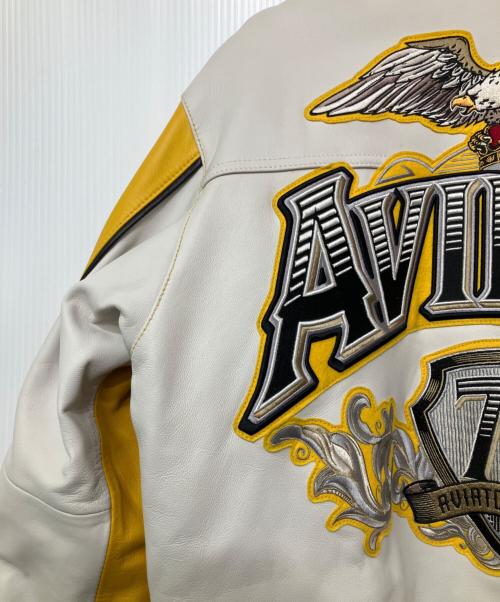 AMERICAN CLASSICS BY AVIREX LTD（アヴィレックス）AMERICAN CLASSICS BY AVIREX LTD (アヴィレックス) ヴァーシティ ジャケット アヴィエーターズ イエロー×ホワイト サイズ:Mの古着・服飾アイテム
