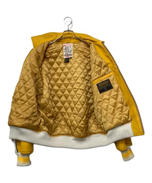 AMERICAN CLASSICS BY AVIREX LTD（アヴィレックス）AMERICAN CLASSICS BY AVIREX LTD (アヴィレックス) ヴァーシティ ジャケット アヴィエーターズ イエロー×ホワイト サイズ:Mの古着・服飾アイテム