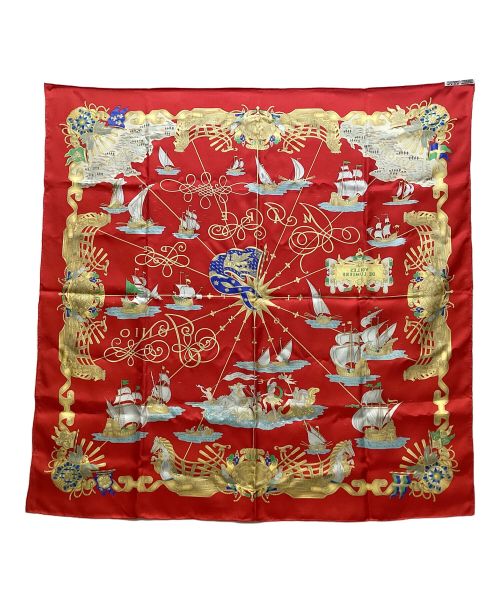 HERMES（エルメス）HERMES (エルメス) カレ90　光の帆船 レッドの古着・服飾アイテム