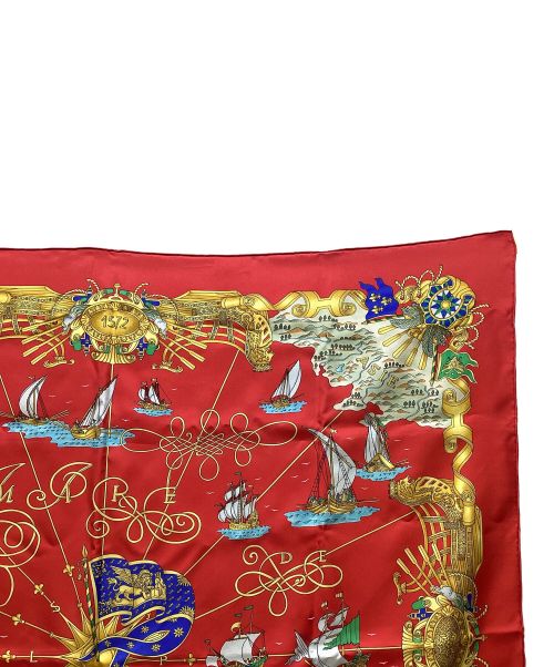 HERMES（エルメス）HERMES (エルメス) カレ90　光の帆船 レッドの古着・服飾アイテム