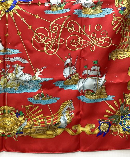 HERMES（エルメス）HERMES (エルメス) カレ90　光の帆船 レッドの古着・服飾アイテム